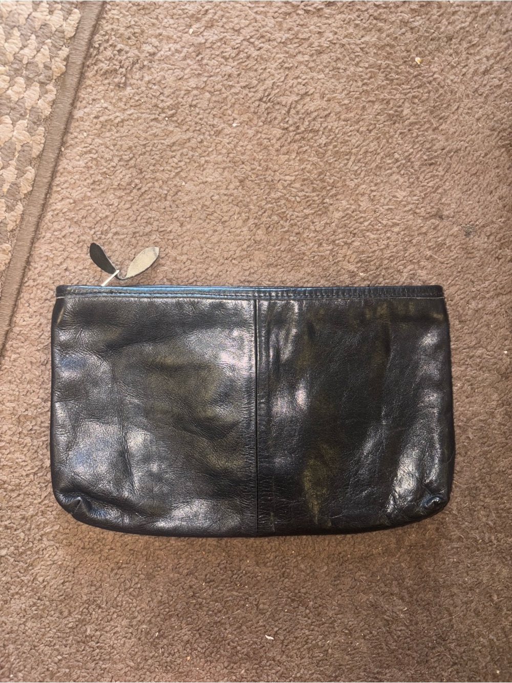 Leather Travel Pouch Clutch - Black